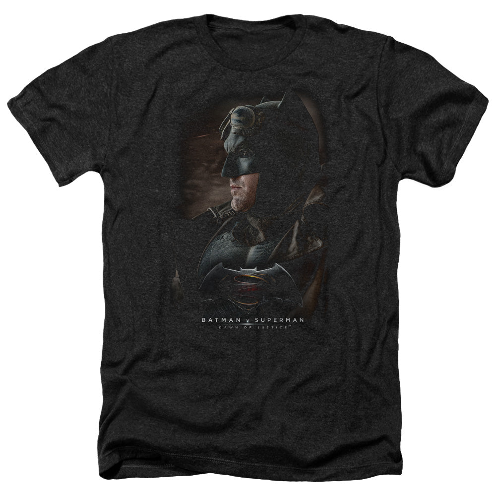 Batman v Superman Desert Gear Men's 30/1 Heather 60 40 Poly Short-Sleeve T-Shirt