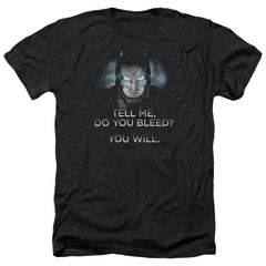 Batman v Superman Do You Bleed Men's 30/1 Heather 60 40 Poly Short-Sleeve T-Shirt