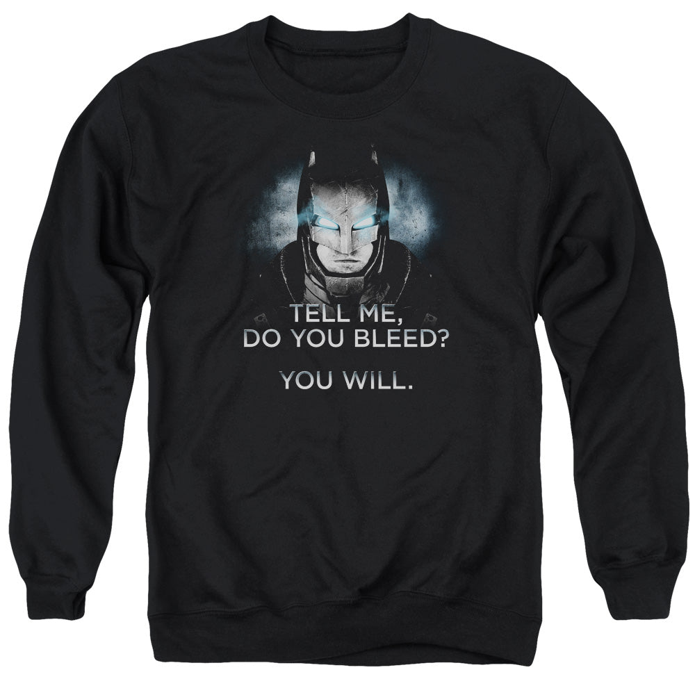 Batman v Superman Do You Bleed Men's Crewneck 50 50 Poly Long-Sleeve T-Shirt