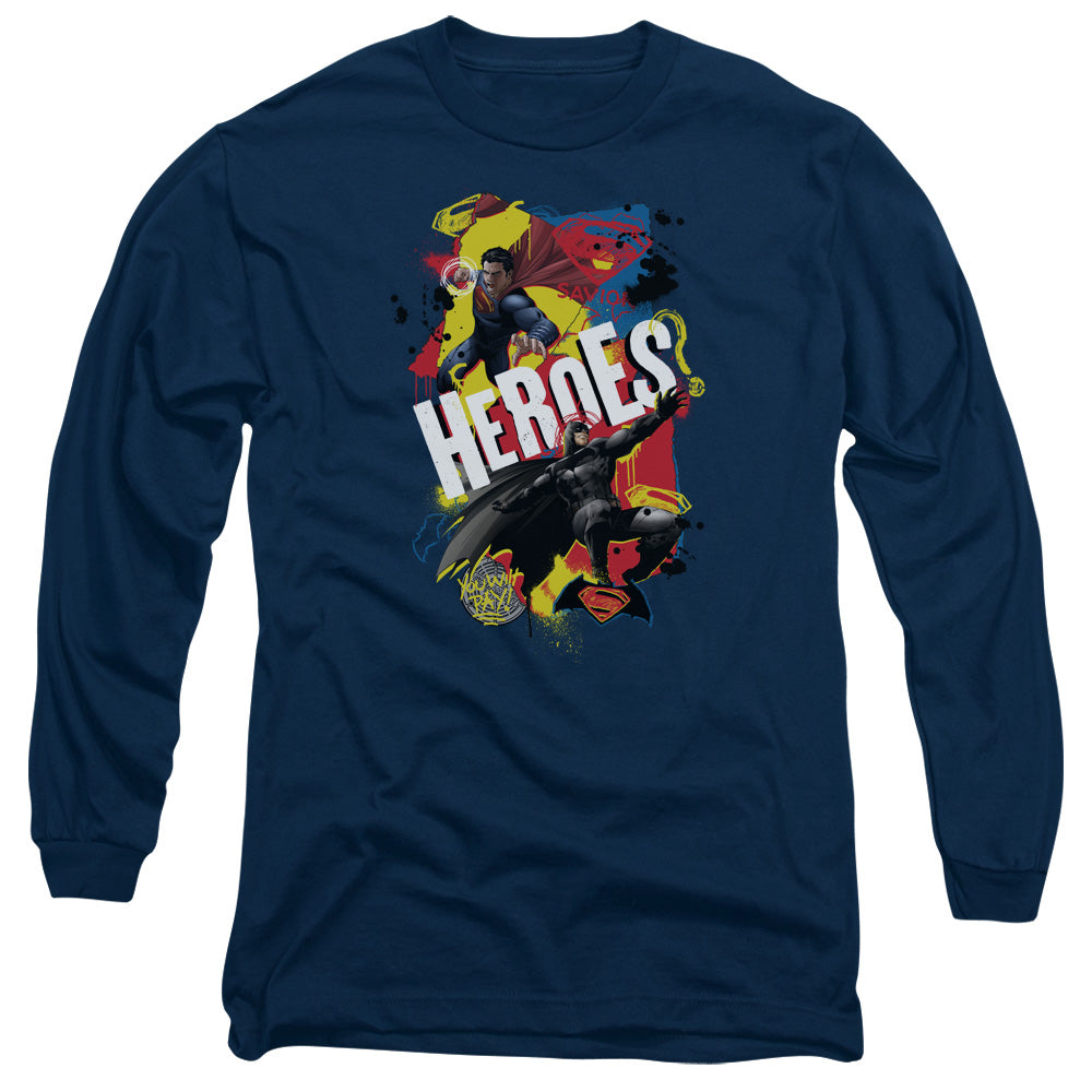 Batman v Superman Double Hero Men's 18/1 Cotton Long-Sleeve T-Shirt