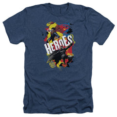 Batman v Superman Double Hero Men's 30/1 Heather 60 40 Poly Short-Sleeve T-Shirt