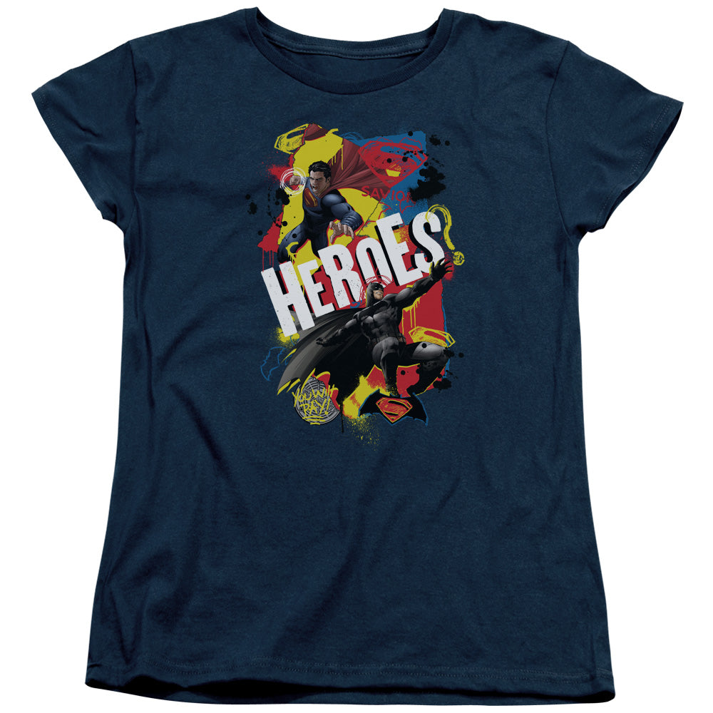 Batman v Superman Double Hero Women's 18/1 Cotton Short-Sleeve T-Shirt