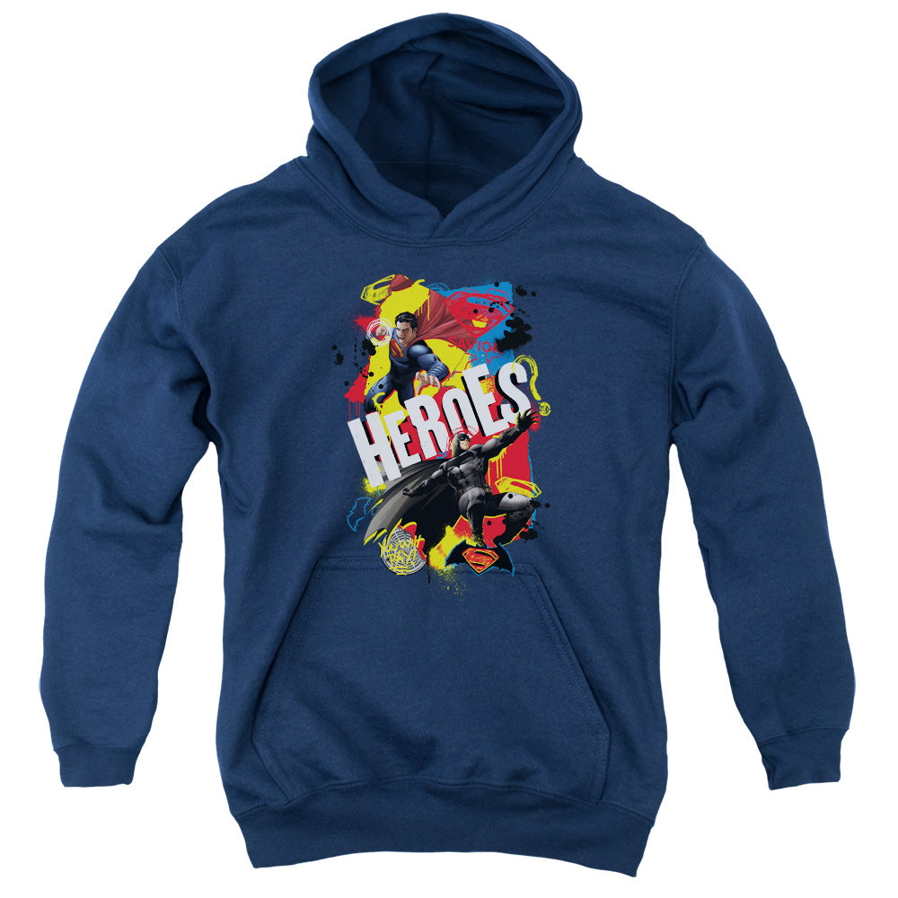 Batman v Superman Double Hero Youth Cotton Poly Pull-Over Hoodie