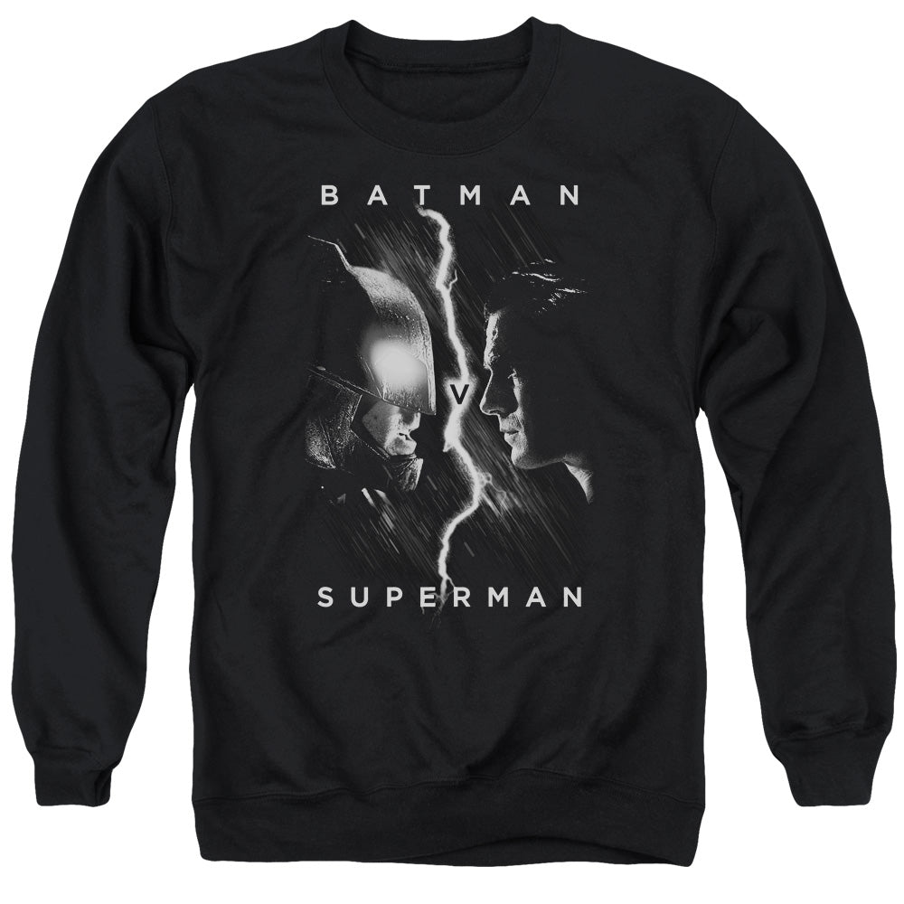 Batman v Superman Face To Face Men's Crewneck 50 50 Poly Long-Sleeve T-Shirt