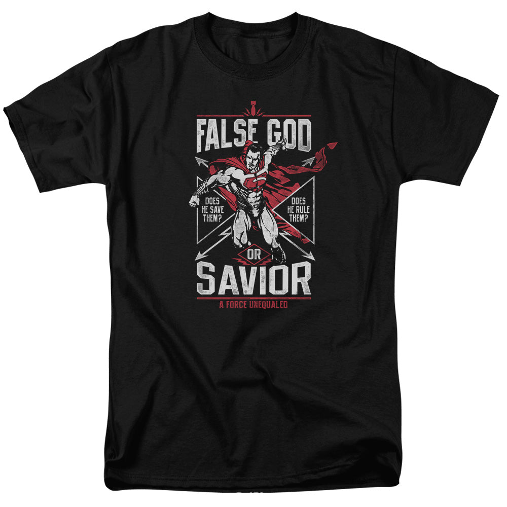 Batman v Superman False God Or Savior Men's 18/1 Cotton Short-Sleeve T-Shirt