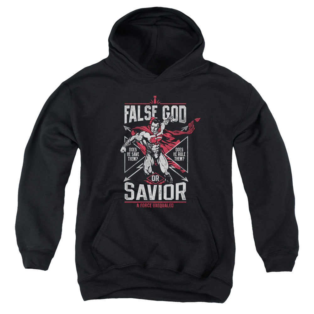 Batman v Superman False God Or Savior Youth Cotton Poly Pull-Over Hoodie