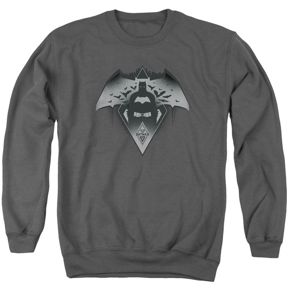 Batman v Superman Fear Men's Crewneck 50 50 Poly Long-Sleeve T-Shirt