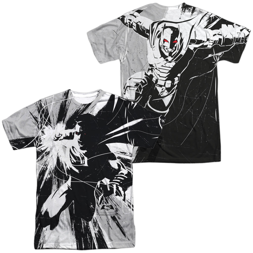 Batman v Superman Graphic Contrast (Front/Back Print) Men's Regular Fit Polyester Short-Sleeve T-Shirt