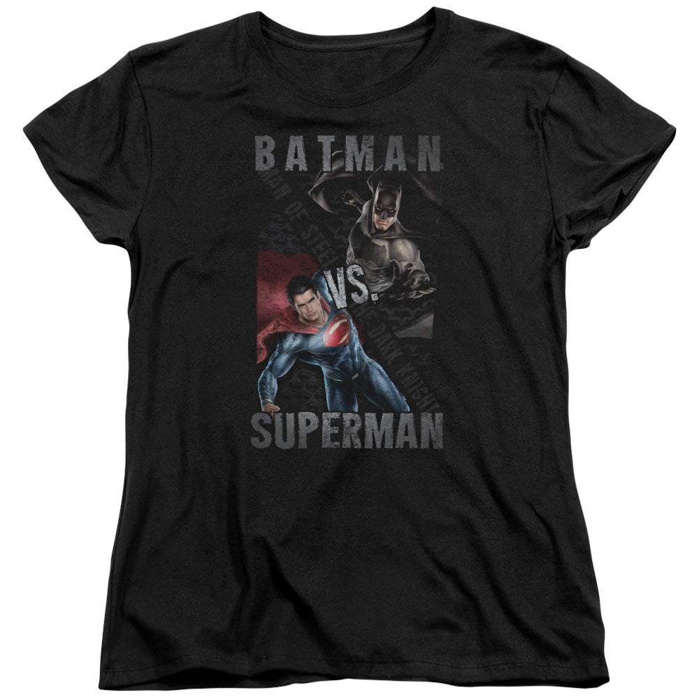 Batman v Superman Hero Split Women's 18/1 Cotton Short-Sleeve T-Shirt