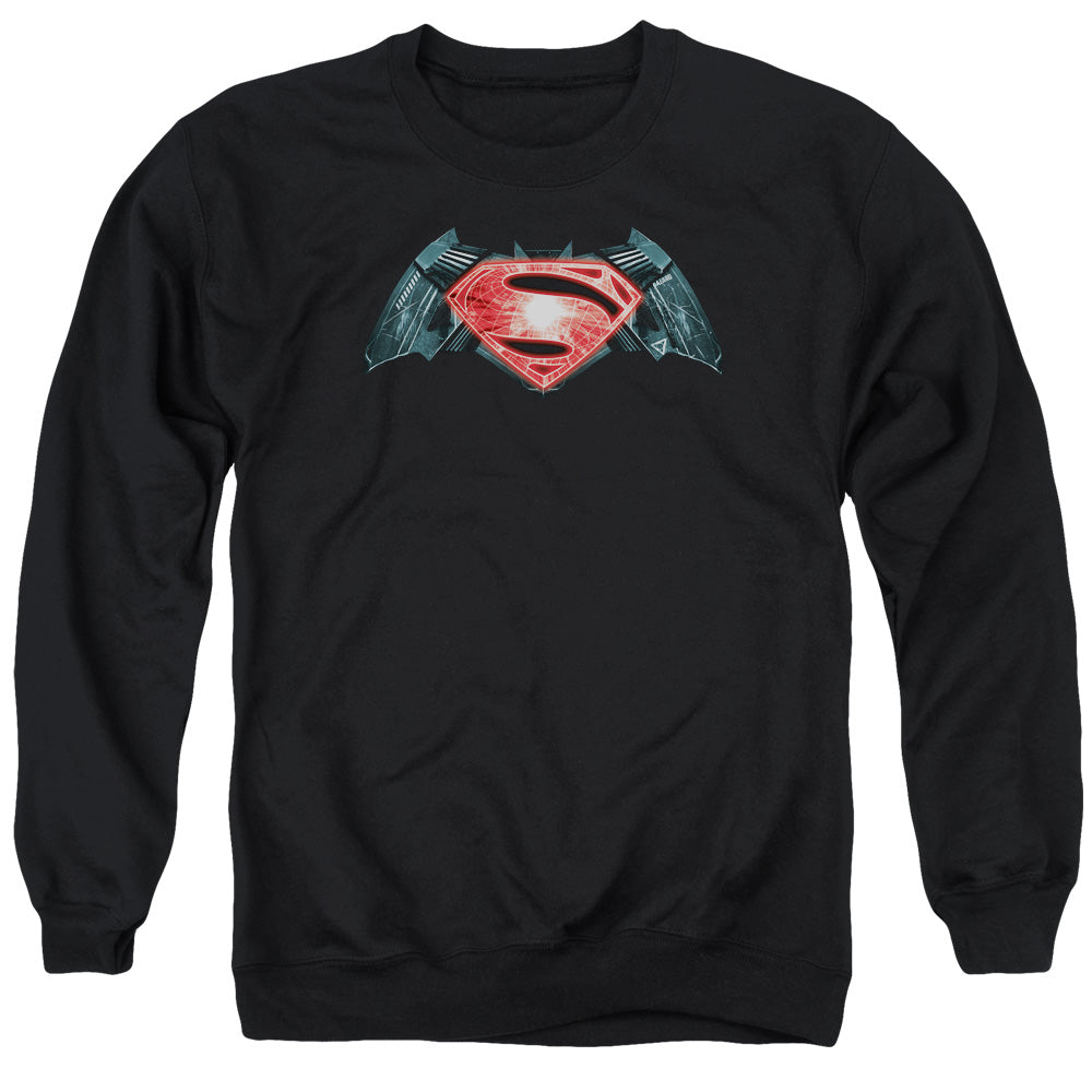 Batman v Superman Industrial Logo Men's Crewneck 50 50 Poly Long-Sleeve T-Shirt