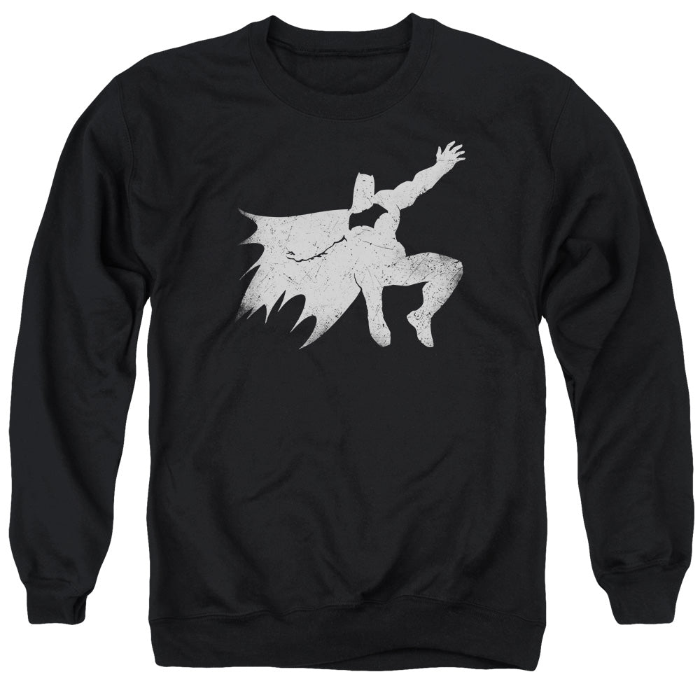 Batman v Superman Knight Silhouette Men's Crewneck 50 50 Poly Long-Sleeve T-Shirt