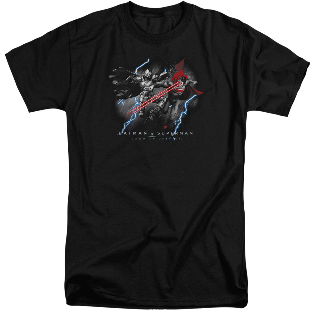 Batman v Superman Lightniing V Heat Vision Men's 18/1 Tall Cotton Short-Sleeve T-Shirt