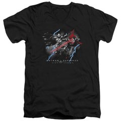 Batman v Superman Lightniing V Heat Vision Men's 30/1 Cotton Slim V-Neck T-Shirt