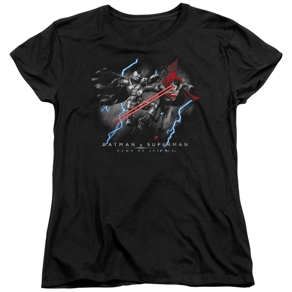 Batman v Superman Lightniing V Heat Vision Women's 18/1 Cotton Short-Sleeve T-Shirt