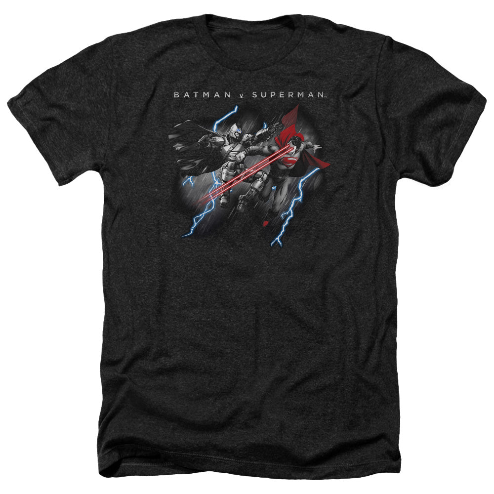 Batman v Superman Lightning Fight Men's 30/1 Heather 60 40 Poly Short-Sleeve T-Shirt