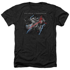 Batman v Superman Lightning Fight Men's 30/1 Heather 60 40 Poly Short-Sleeve T-Shirt