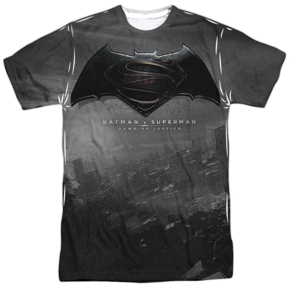 Batman v Superman Logo City Men's Regular Fit Polyester Short-Sleeve T-Shirt