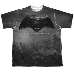 Batman v Superman Logo City Youth Regular Fit Poly Short-Sleeve T-Shirt