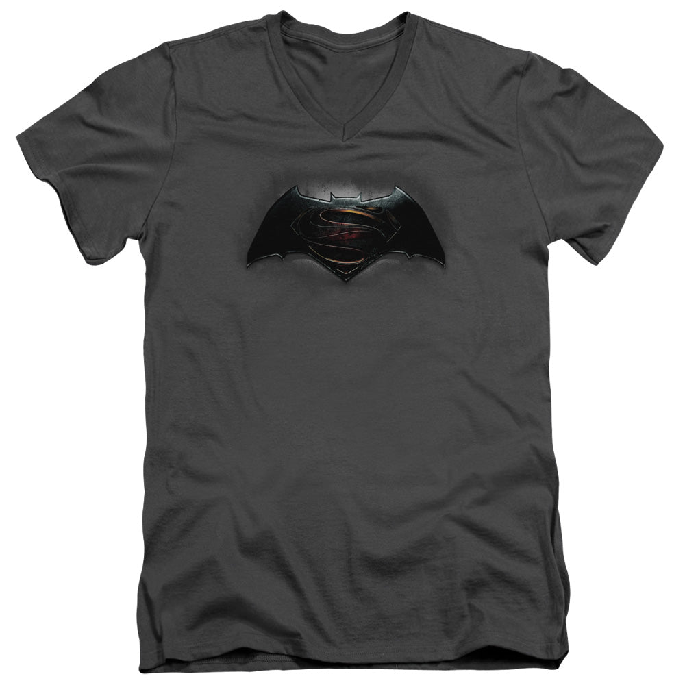 Batman v Superman Logo Men's 30/1 Cotton Slim V-Neck T-Shirt