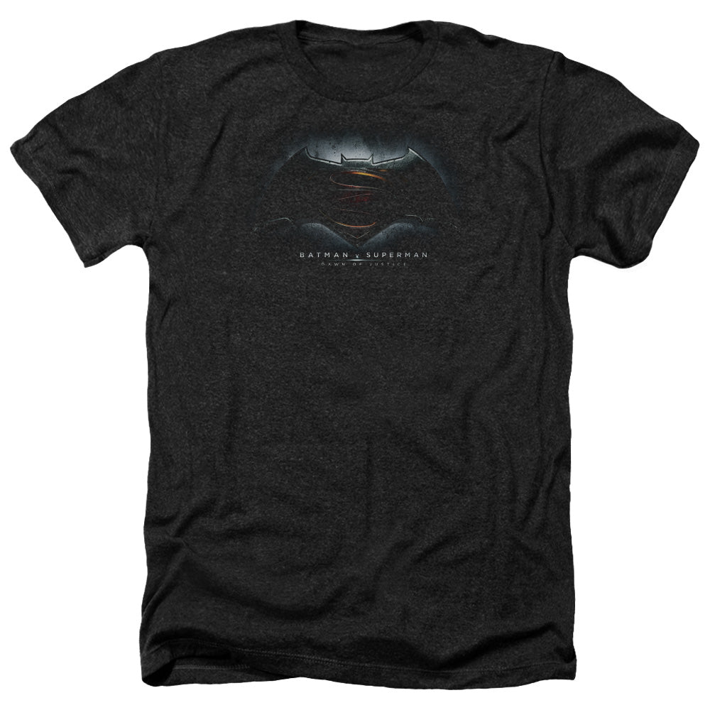 Batman v Superman Logo Men's 30/1 Heather 60 40 Poly Short-Sleeve T-Shirt