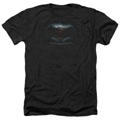 Batman v Superman Logo Men's 30/1 Heather 60 40 Poly Short-Sleeve T-Shirt