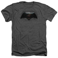 Batman v Superman Logo Men's 30/1 Heather 60 40 Poly Short-Sleeve T-Shirt