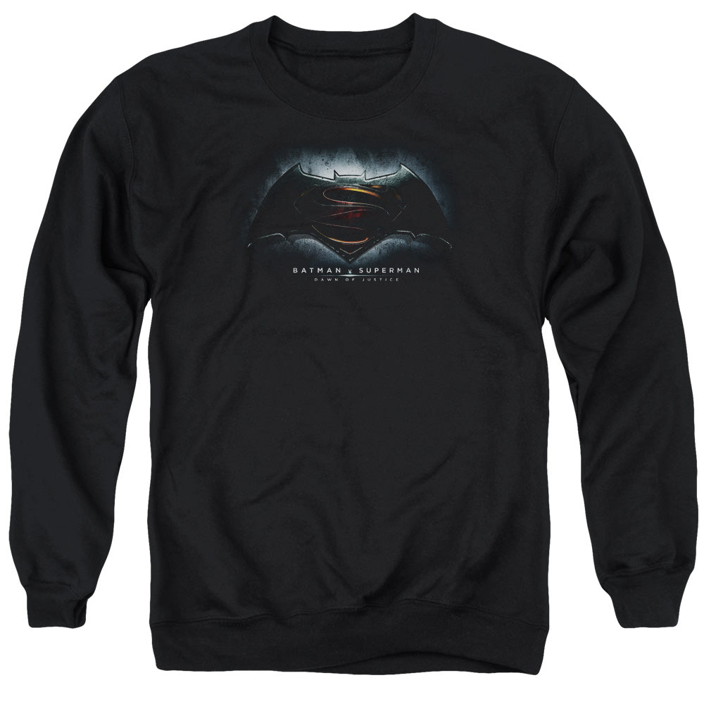 Batman v Superman Logo Men's Crewneck 50 50 Poly Long-Sleeve T-Shirt