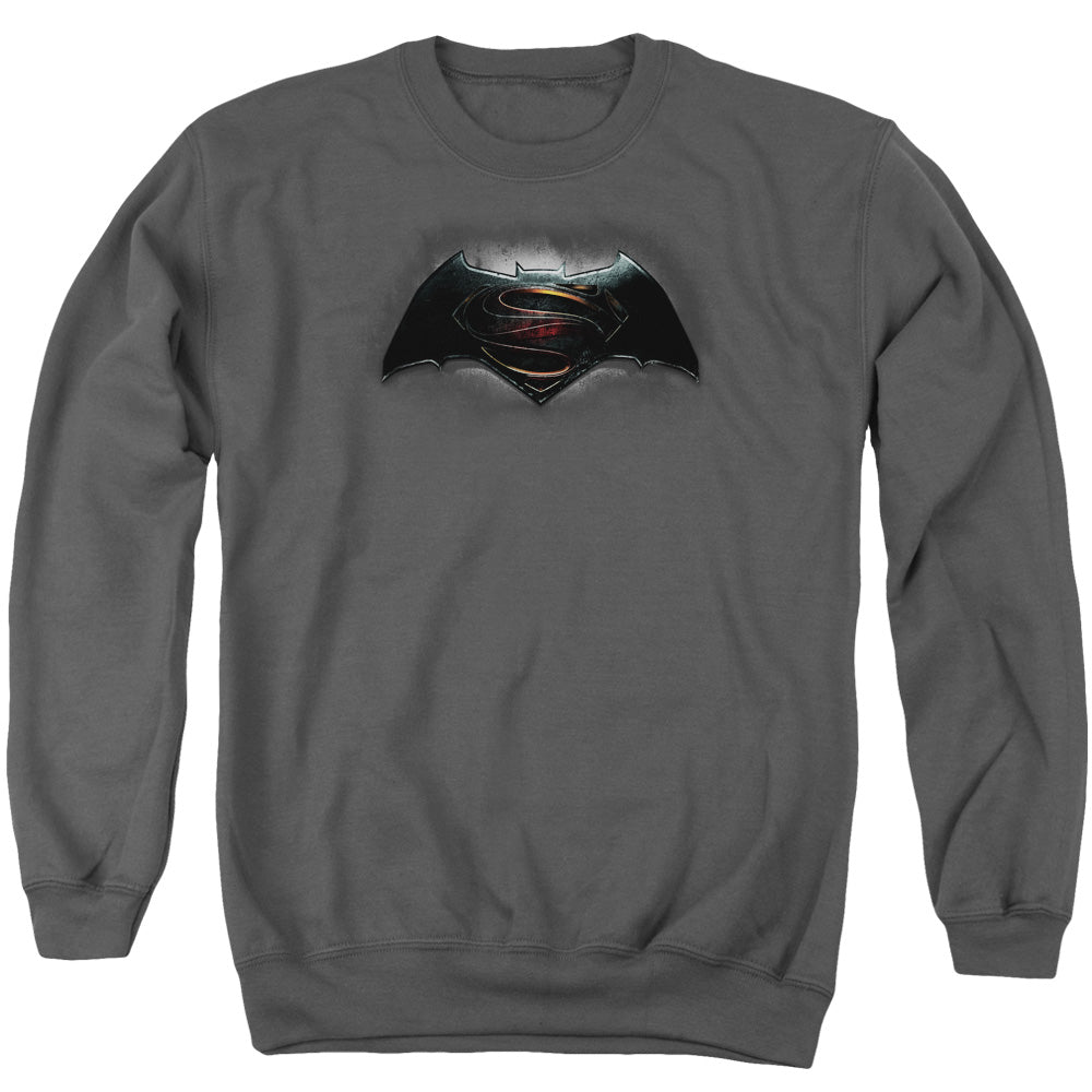 Batman v Superman Logo Men's Crewneck 50 50 Poly Long-Sleeve T-Shirt