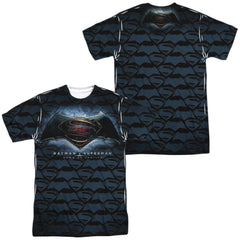 Batman v Superman Logo Pattern (Front/Back Print) Men's Regular Fit Polyester Short-Sleeve T-Shirt