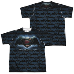 Batman v Superman Logo Pattern (Front/Back Print) Youth Regular Fit Poly Short-Sleeve T-Shirt
