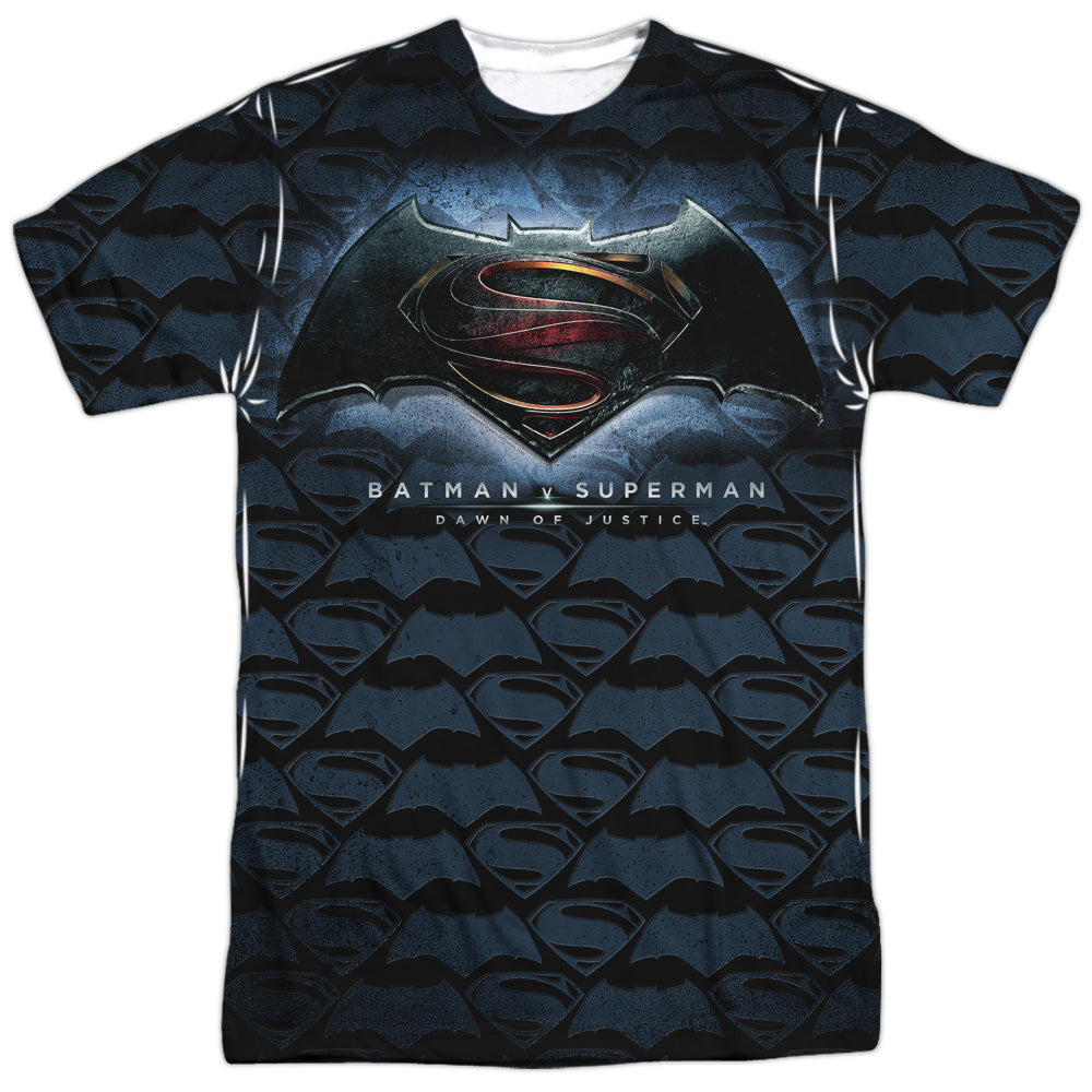 Batman v Superman Logo Pattern Men's Regular Fit Polyester Short-Sleeve T-Shirt