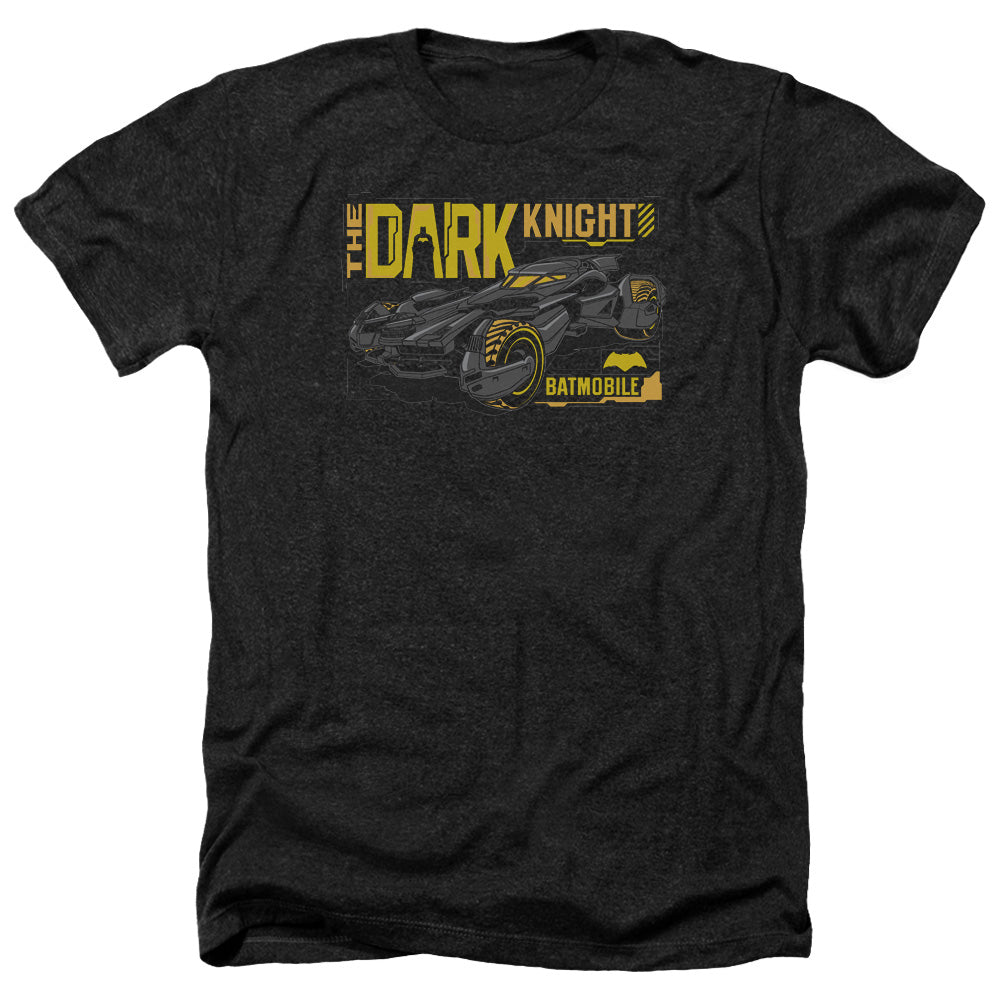 Batman v Superman Mobil Dark Knight Men's 30/1 Heather 60 40 Poly Short-Sleeve T-Shirt