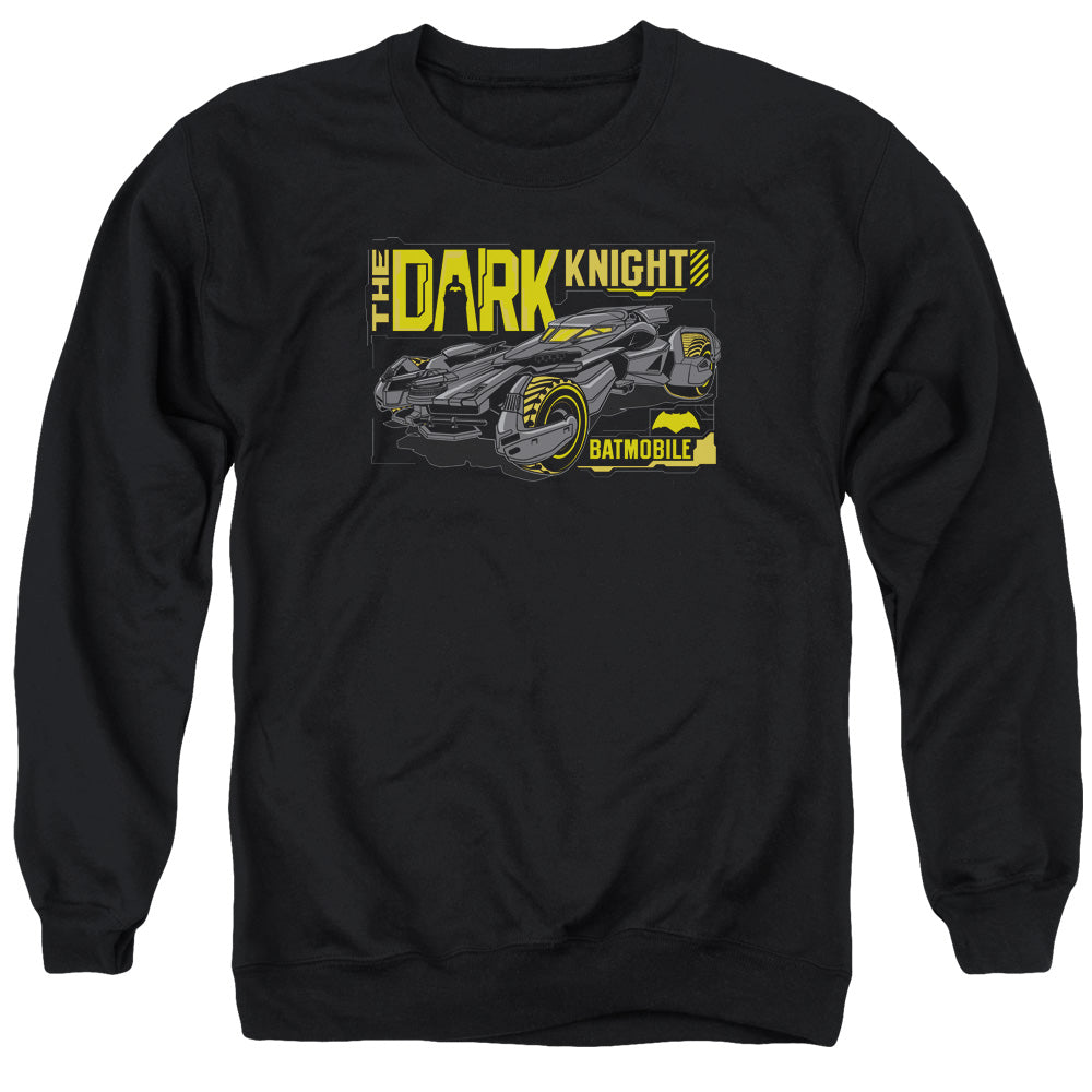 Batman v Superman Mobil Dark Knight Men's Crewneck 50 50 Poly Long-Sleeve T-Shirt