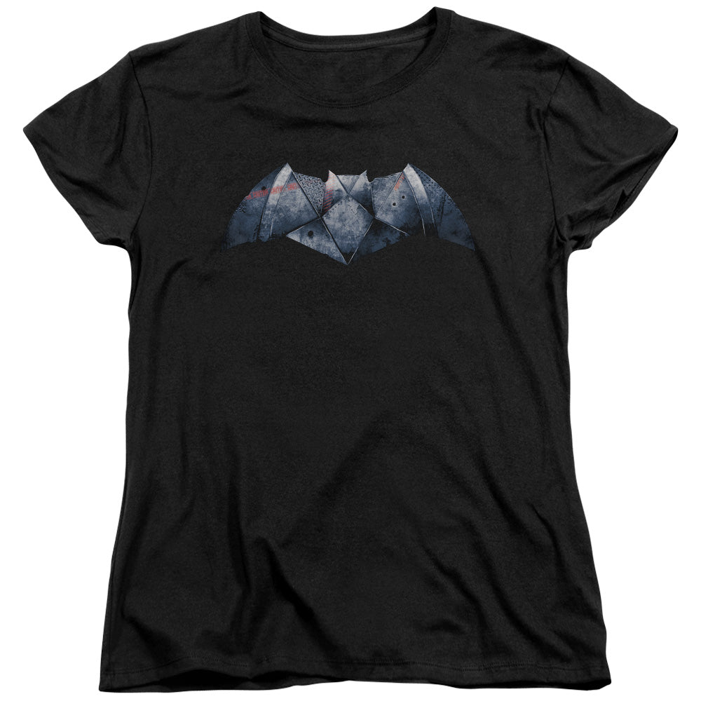 Batman v Superman Plated Bat Logo Women's 18/1 Cotton Short-Sleeve T-Shirt