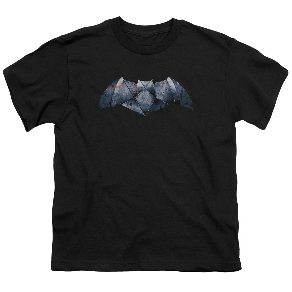 Batman v Superman Plated Bat Logo Youth 18/1 100% Cotton Short-Sleeve T-Shirt