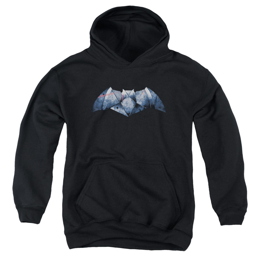 Batman v Superman Plated Bat Logo Youth Cotton Poly Pull-Over Hoodie