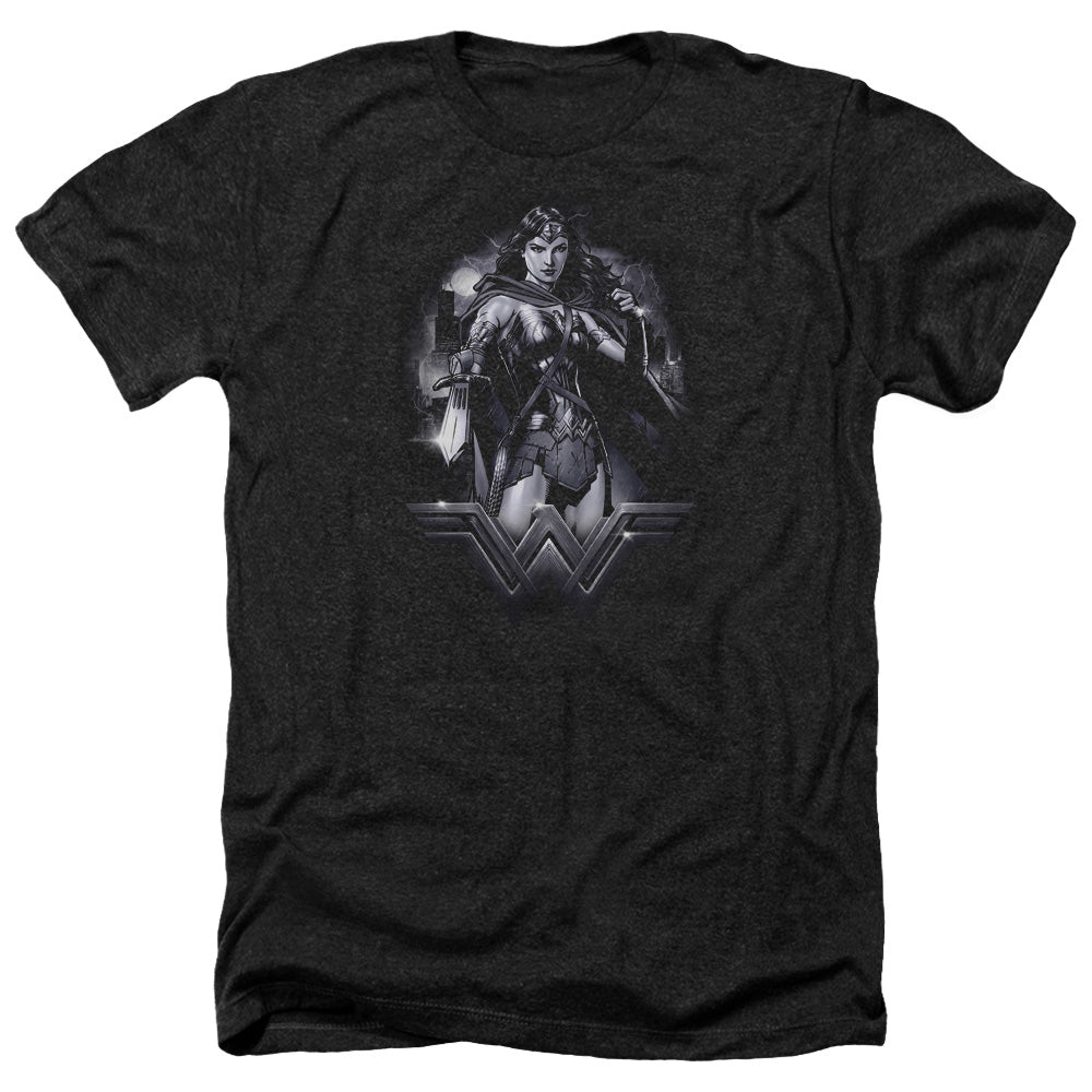 Batman v Superman Rainy Night Men's 30/1 Heather 60 40 Poly Short-Sleeve T-Shirt