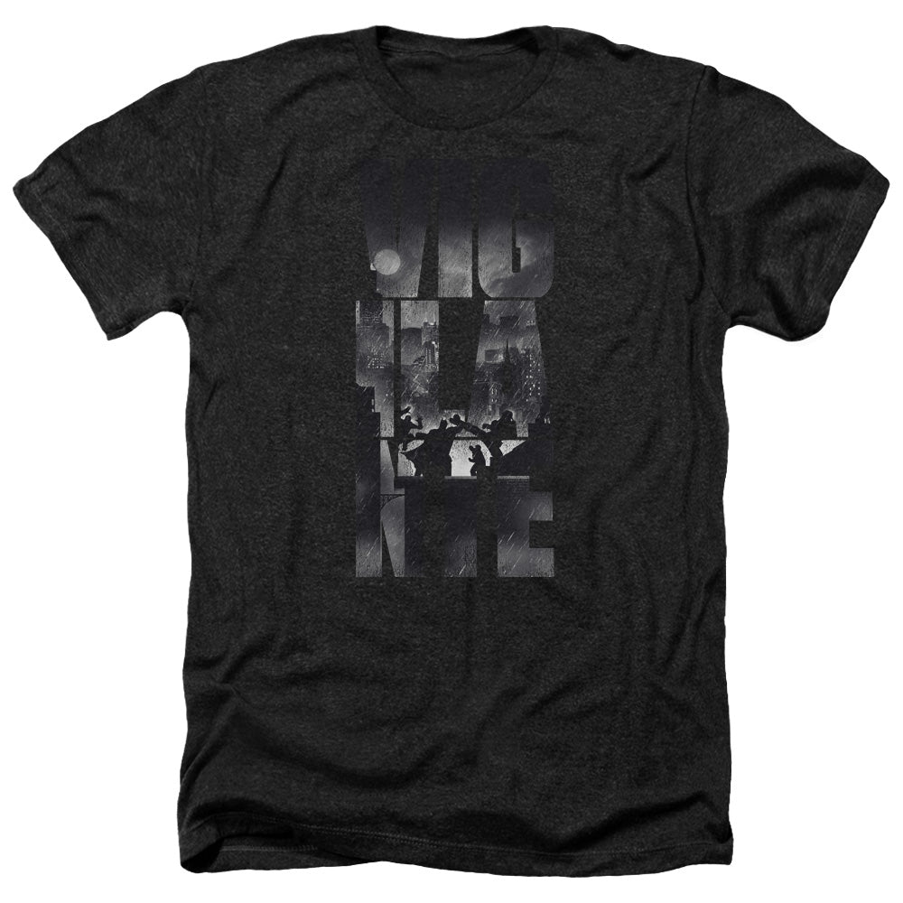 Batman v Superman Rainy Viglante Men's 30/1 Heather 60 40 Poly Short-Sleeve T-Shirt