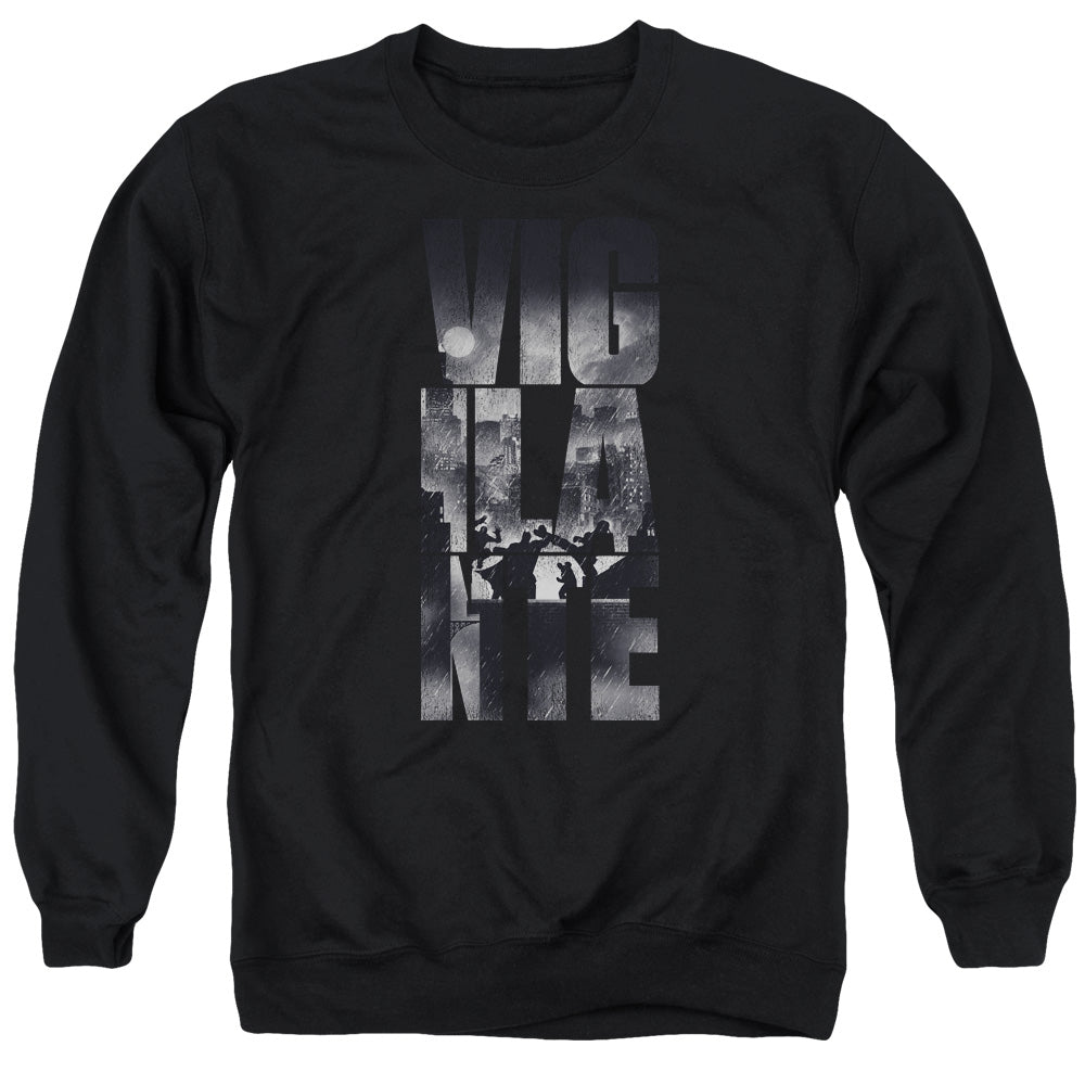 Batman v Superman Rainy Viglante Men's Crewneck 50 50 Poly Long-Sleeve T-Shirt