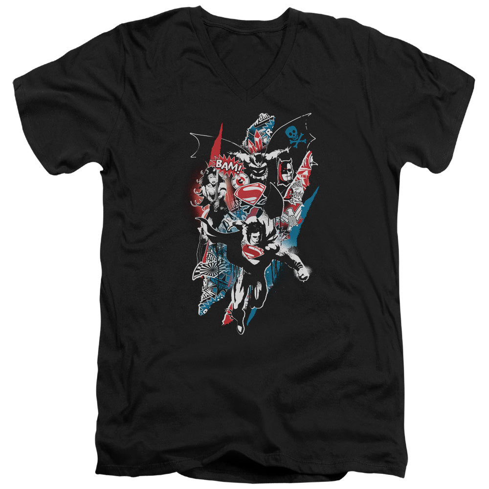 Batman v Superman Ripped Trio 2 Men's 30/1 Cotton Slim V-Neck T-Shirt