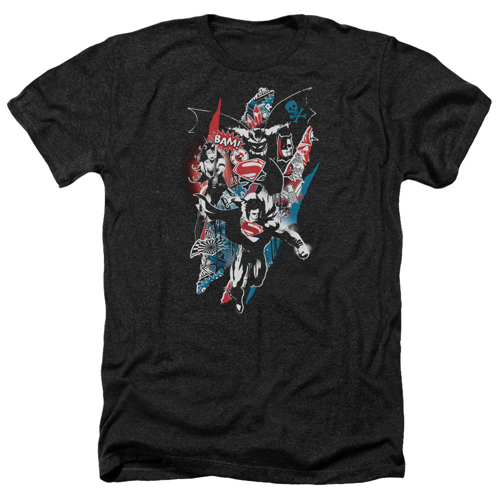 Batman v Superman Ripped Trio 2 Men's 30/1 Heather 60 40 Poly Short-Sleeve T-Shirt