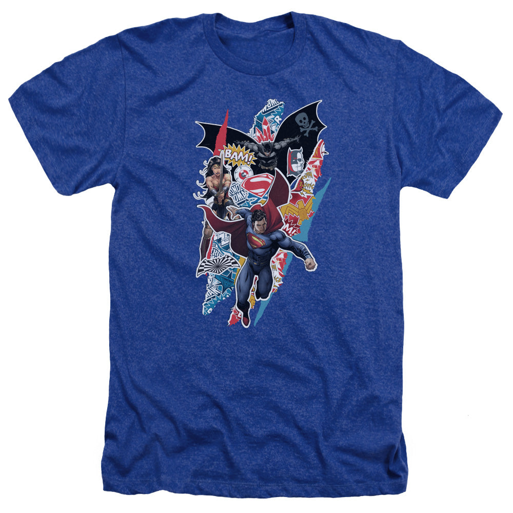 Batman v Superman Ripped Trio Men's 30/1 Heather 60 40 Poly Short-Sleeve T-Shirt