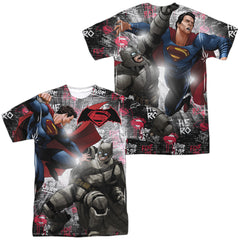 Batman v Superman Showdown (Front/Back Print) Men's Regular Fit Polyester Short-Sleeve T-Shirt