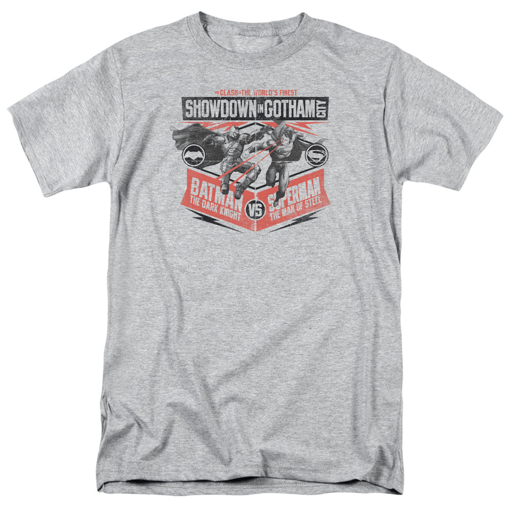 Batman v Superman Showdown In Gotham Men's 18/1 Cotton Short-Sleeve T-Shirt