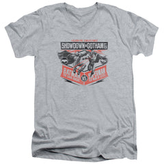 Batman v Superman Showdown In Gotham Men's 30/1 Cotton Slim V-Neck T-Shirt