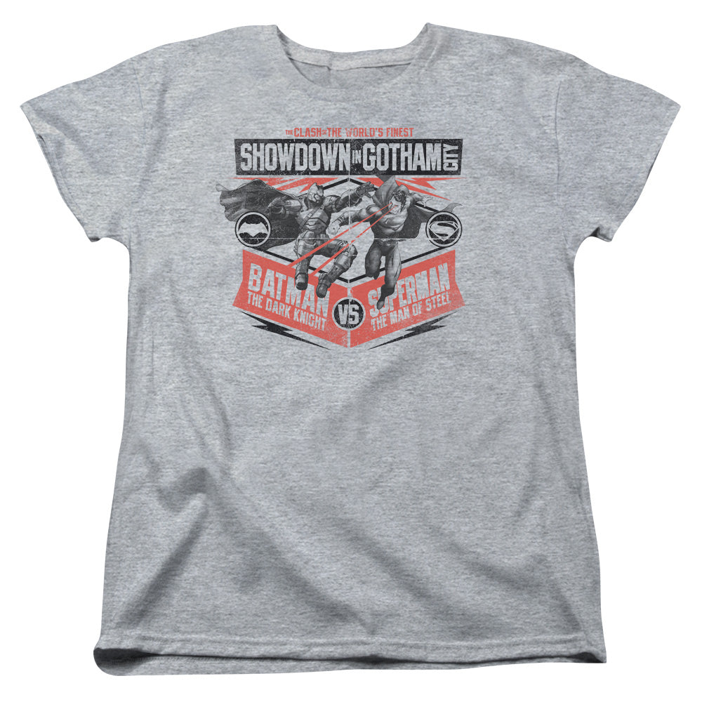Batman v Superman Showdown In Gotham Women's 18/1 Cotton Short-Sleeve T-Shirt