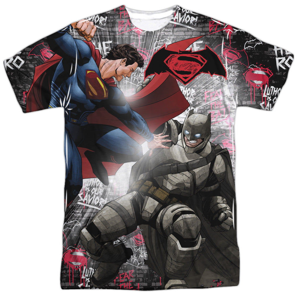 Batman v Superman Showdown Men's Regular Fit Polyester Short-Sleeve T-Shirt