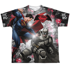 Batman v Superman Showdown Youth Regular Fit Poly Short-Sleeve T-Shirt