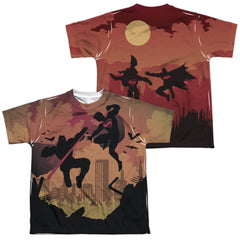 Batman v Superman Silhouette Fight (Front/Back Print) Youth Regular Fit Poly Short-Sleeve T-Shirt