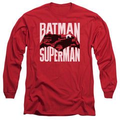 Batman v Superman Silhouette Fight Men's 18/1 Cotton Long-Sleeve T-Shirt